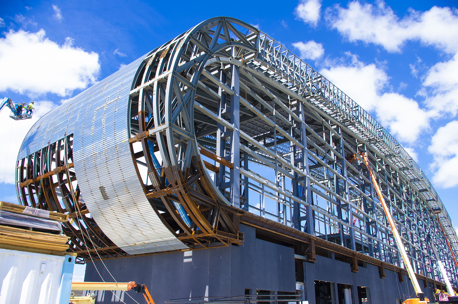 Construction of Norwegian Cruise Line Terminal B in PortMiami in a close-up